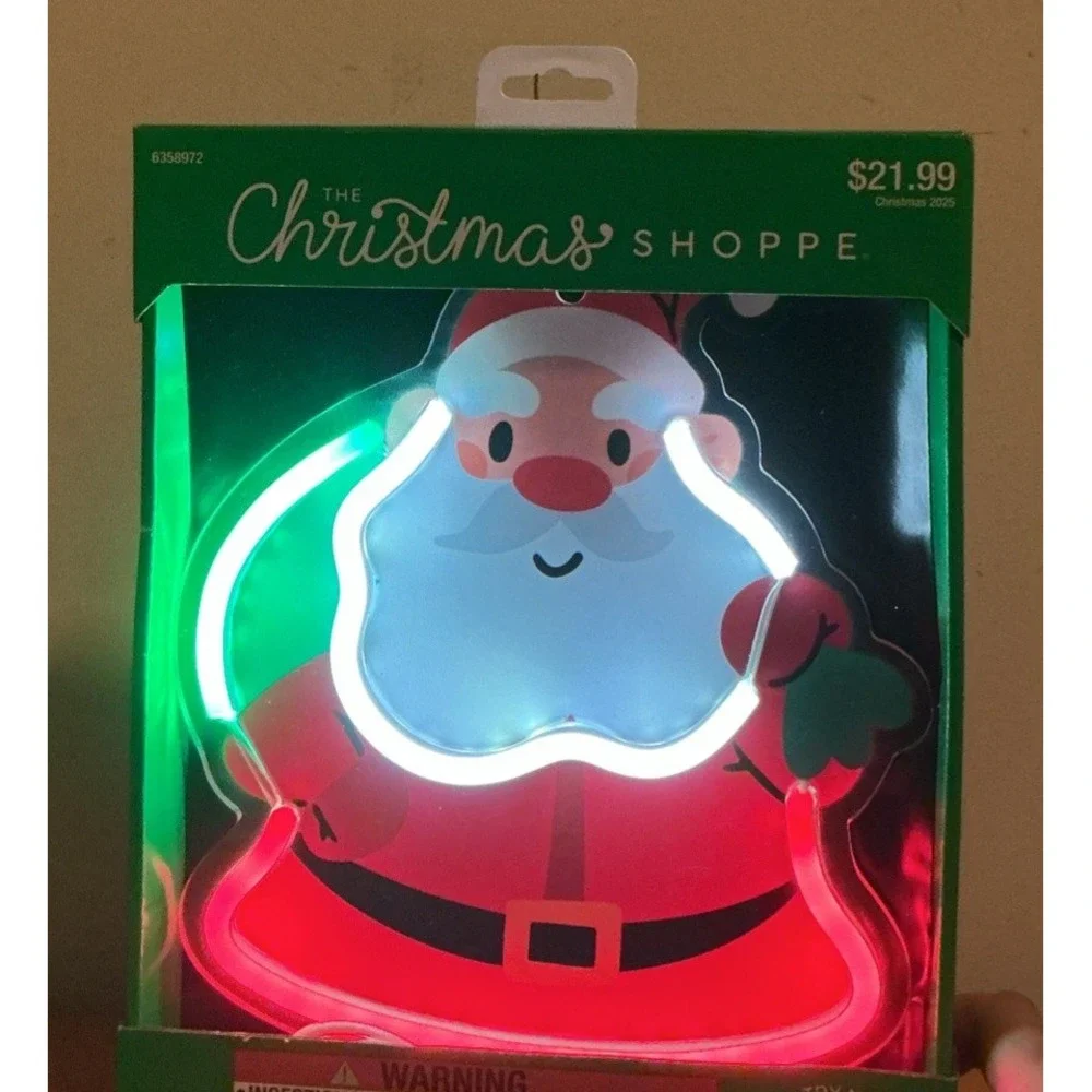 The Christmas Shoppe LED Neon Santa Wall Light,‎ New In Box